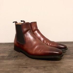 MAGNANNI SEAN COGNAC MEN'S BOOTS (18596) SIZE 10.5 MADE IN PORTUGAL USED